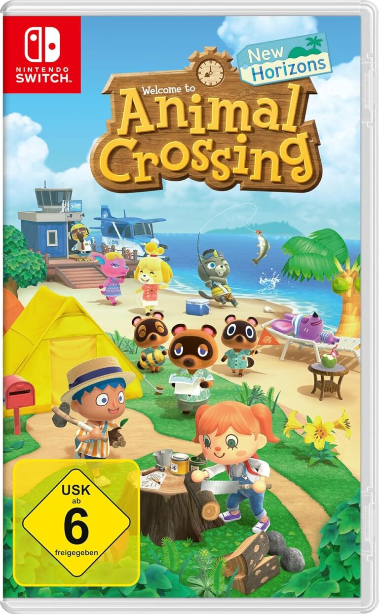 Packshot Animal Crossing: New Horizons für die Nintendo Switch mit USK ab 6 Jahren.