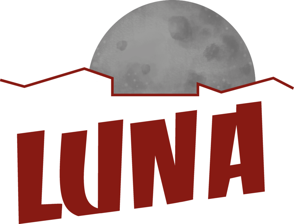 Logo LUNA mit grauem Halbmond.