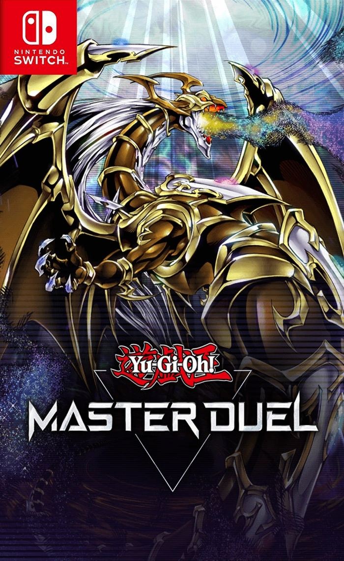 Covershot Yu-Gi-Oh Masterduel. Zu sehen ist ein goldener Drache vor blauem Hintergrund