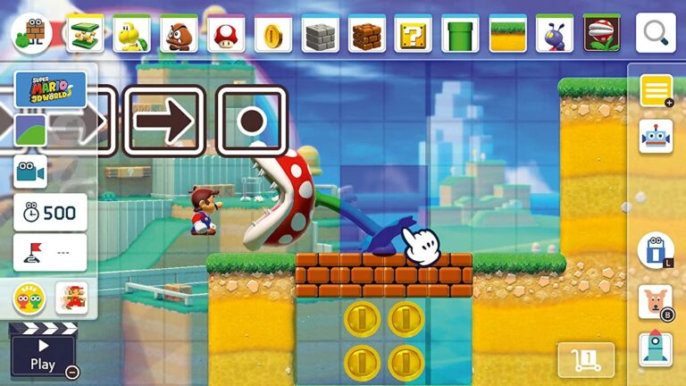 Bauinterface von Super Mario Maker 2.