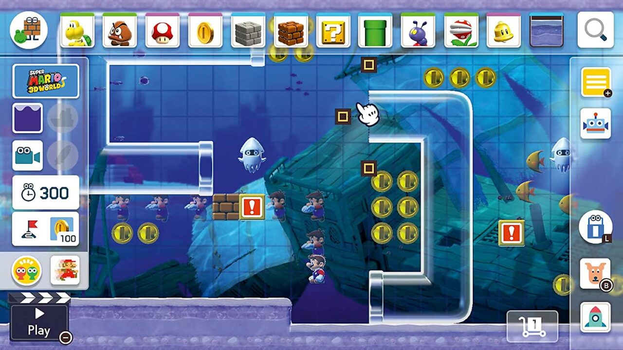 Bauinterface von Super Mario Maker 2.