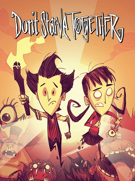 Packshot Don‘t Starve Together: Ein Junge und ein Mädchen laufen vor verschiedenen Monstern davon.