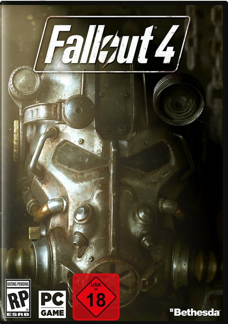 Packshot von Fallout 4: Eine stählerne Gasmaske in der Nahaufnahme.