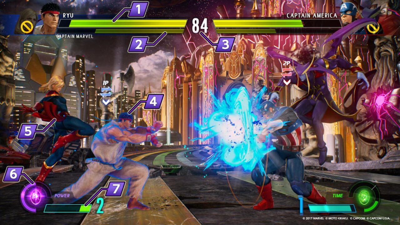 Screenshot vom Spiel Marvel Vs Capcom: Infinite. Zeigt zwei spielbare Charaktere.