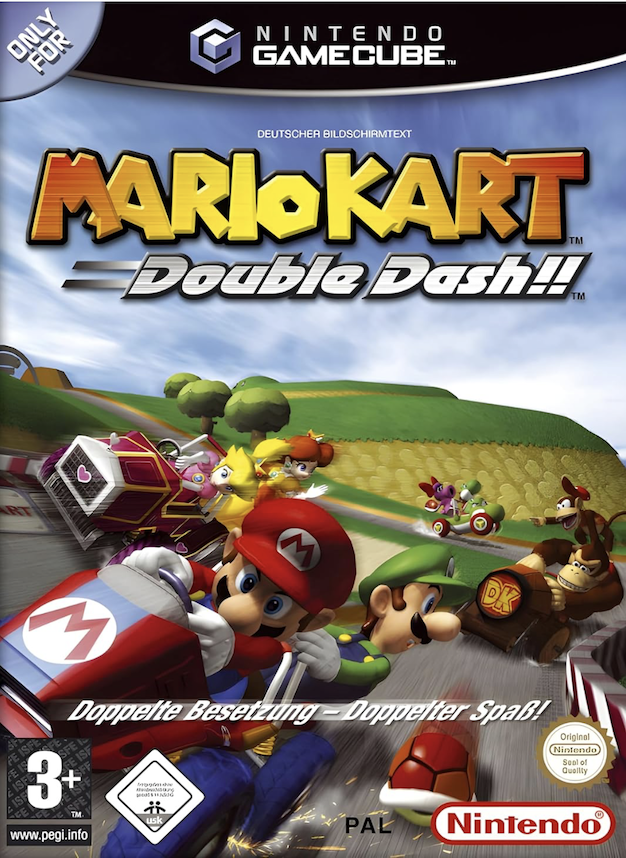 Packshot des Spiels "Mario Kart - Double Dash" für den Nintendo GameCube.