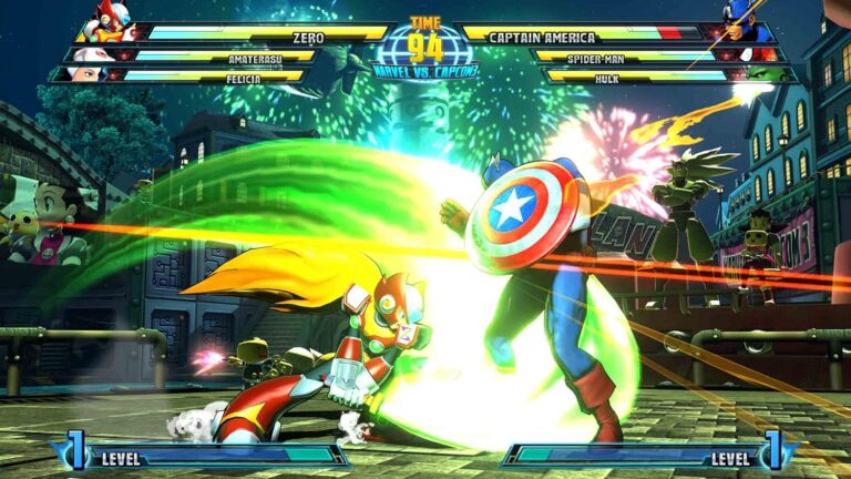 Ein weiblicher Roboroter-Charakter kämpft gegen Captain America.