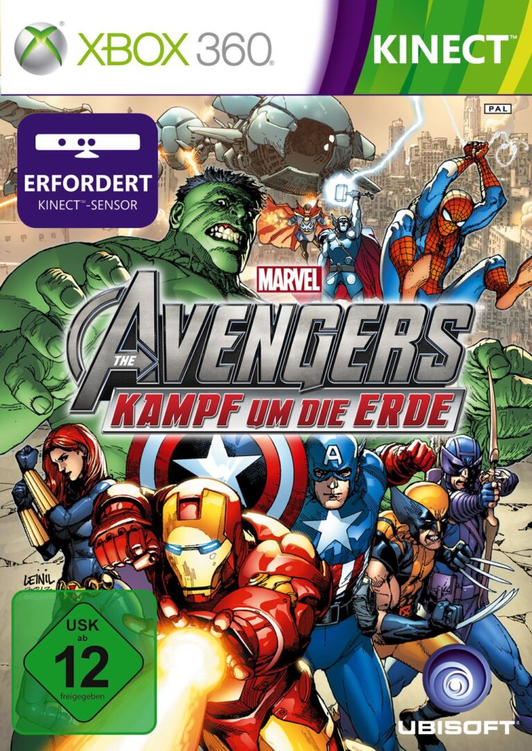 XBox360-Spielhülle Marvel Avengers Kampf um die Erde mit vielen verschiedenen Marvel-Superhelden, USK 12.