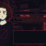Mädchen im Pixel-Art-Style, daneben eine Textbox mit "Nach dem Tag heute bin ich ziemlich erschöpft. Du wahrscheinlich auch, schätze ich."