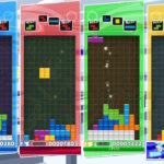 Vier Tetris-Spielfelder nebeneinander.