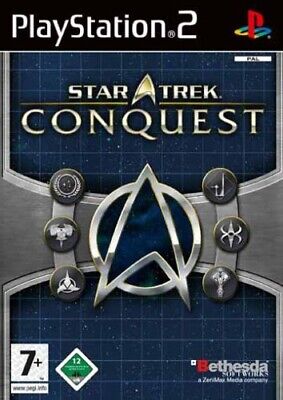 Wii-Spielhülle von Star Trek Conquest mit dem silbernen Delta-Emblem von Star Trek.