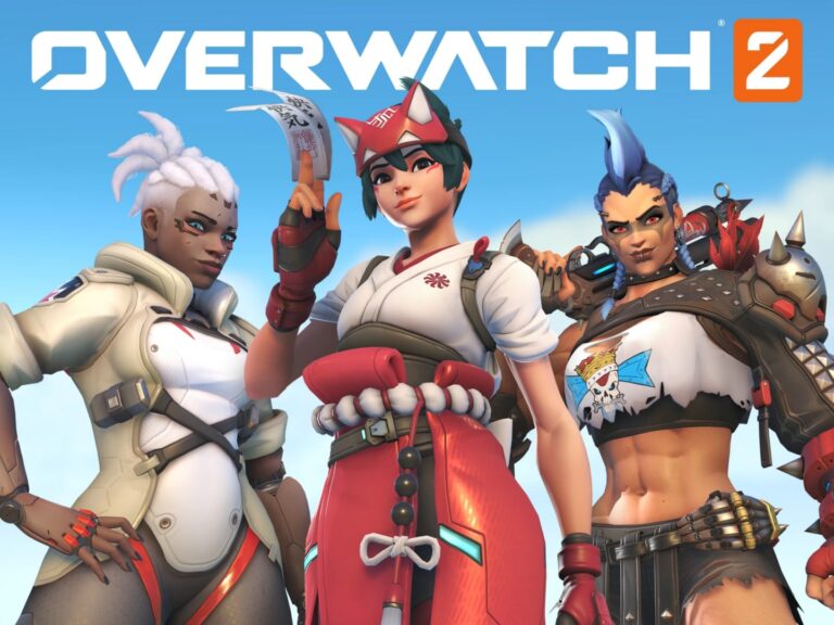 Packshot Overwatch 2: drei Figuren in Kampfmontur im Fantasystil.