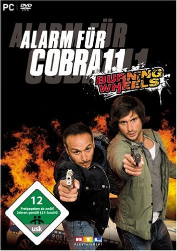 PC-Spielhülle Alarm für Cobra 11 Burning Wheel mit zwei Männern, die Pistolen halten, USK 12.