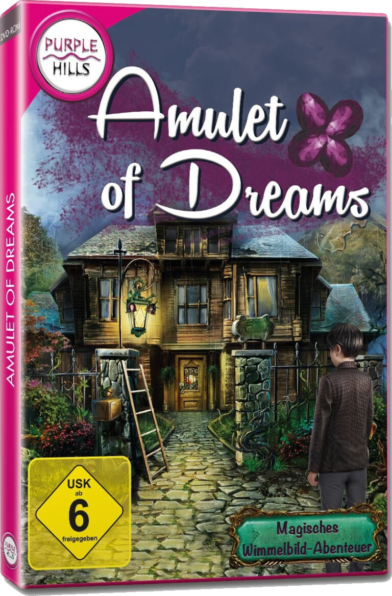 PC-Spielhülle Amulet of Dreams mit einer mysteriösen Villa, USK 6.