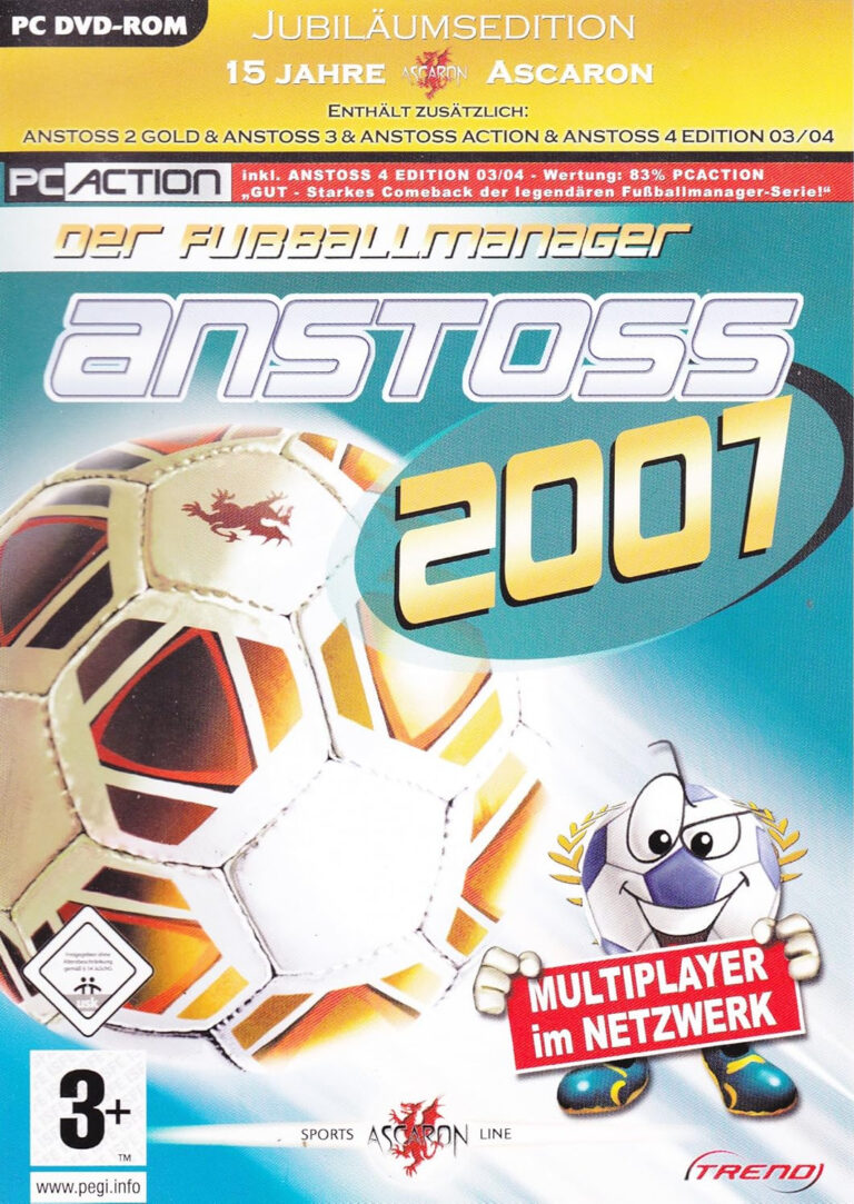 PC-Spielhülle Anstoss 2007 mit einem Fußball, USK 0.