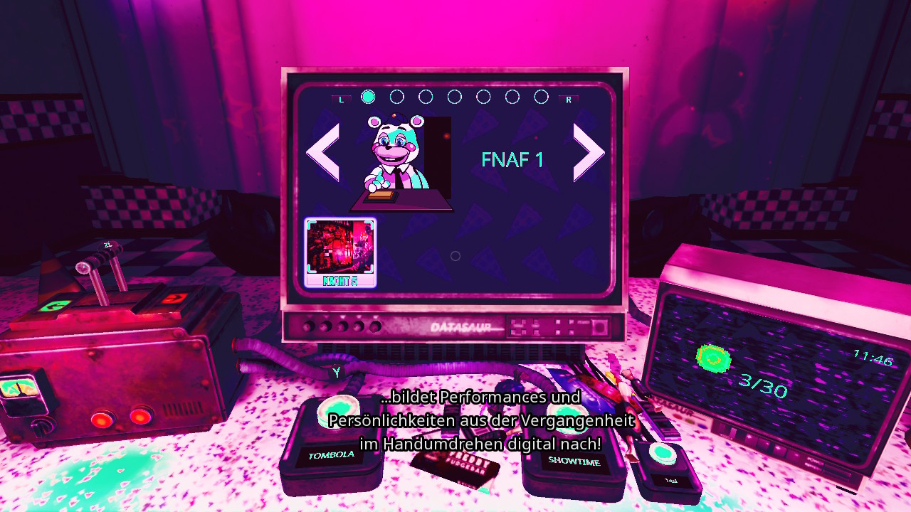 Blick auf einen Computer, auf dem FNAF 1 steht.