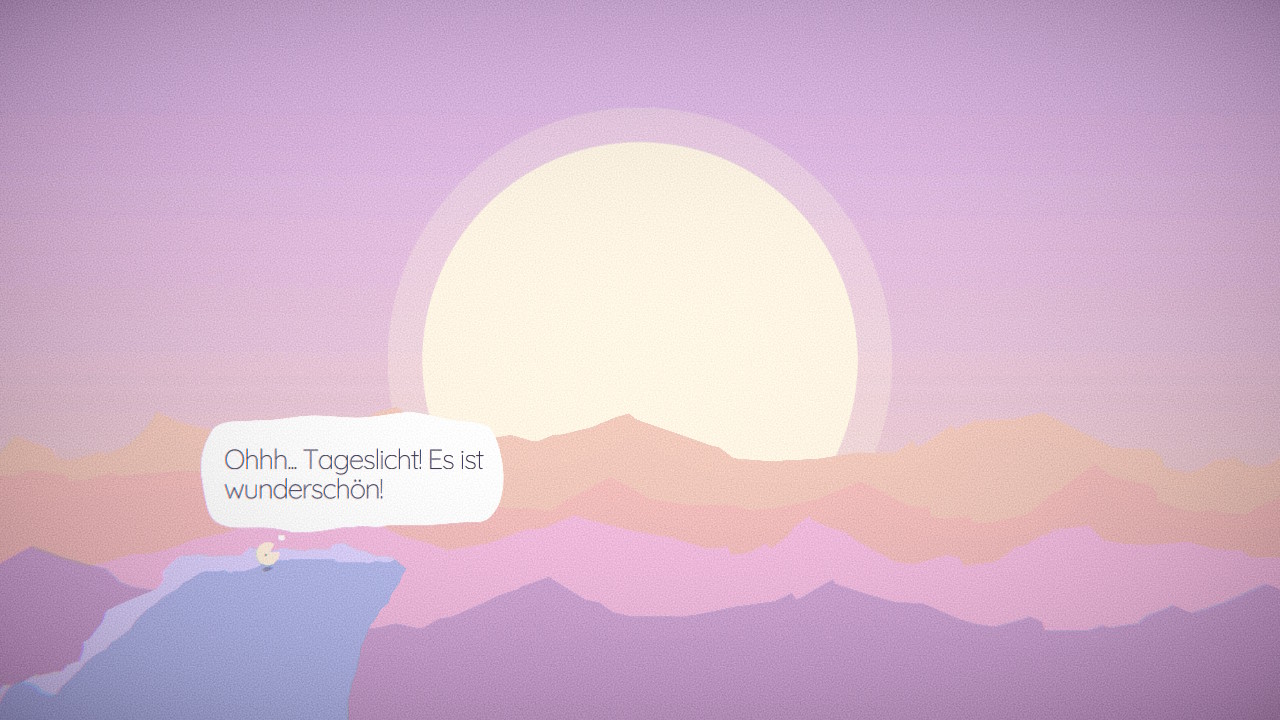 Ein gezeichneter Kreis bewundert den Sonnenaufgang.