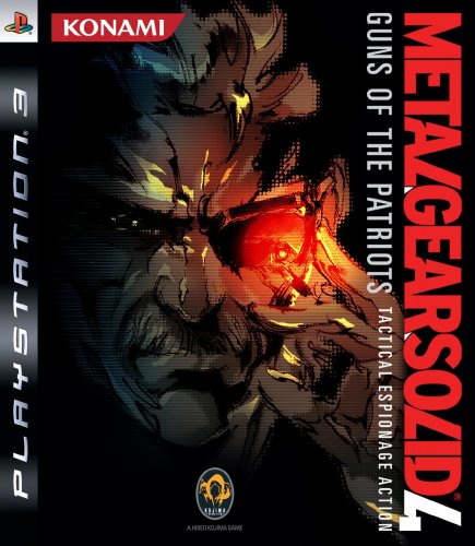 Playstation3-Spielhülle Metal Gear Solid: Guns of the Patriots mit einem Mann im Schatten.