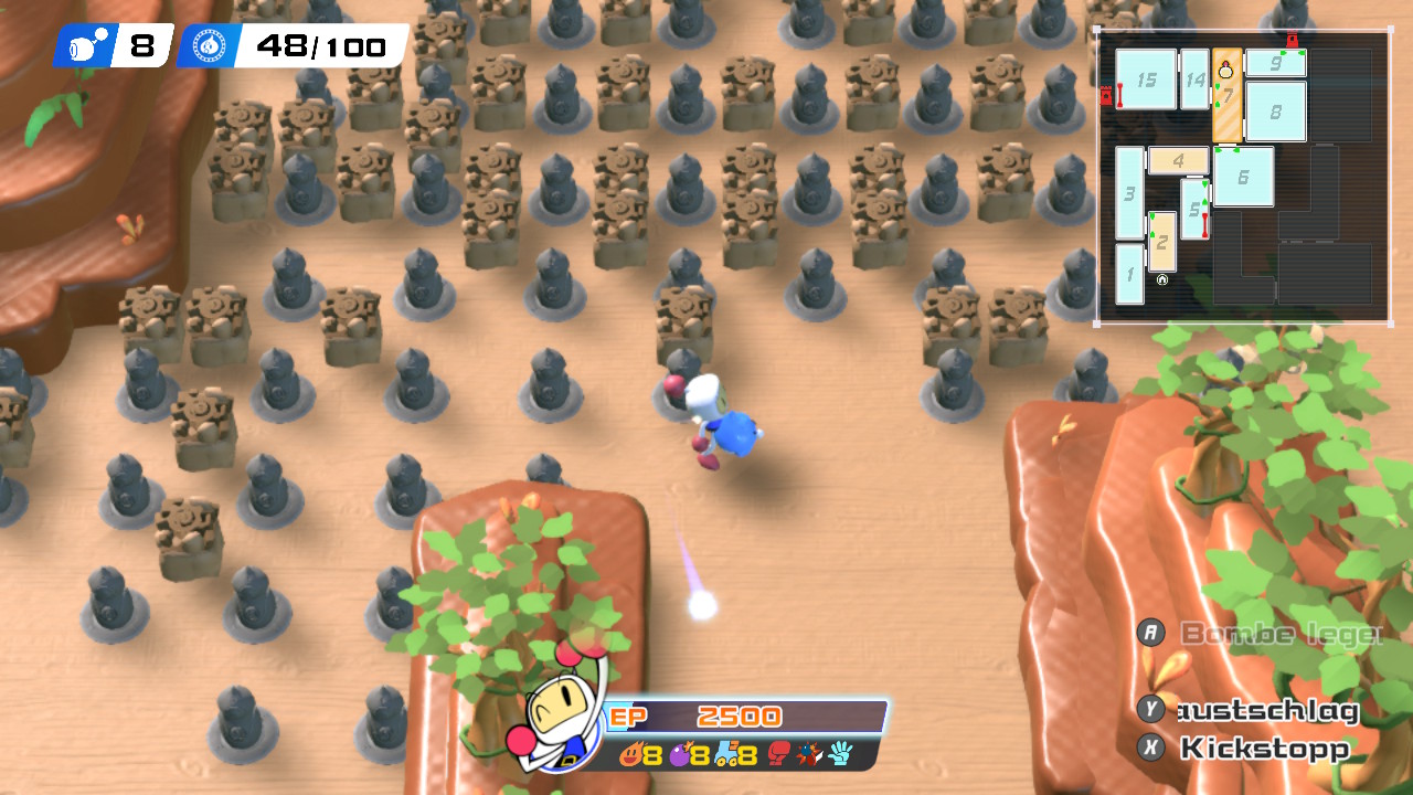 Die Open-World: Steinblöcke versperren der Spielfigur den Weg.