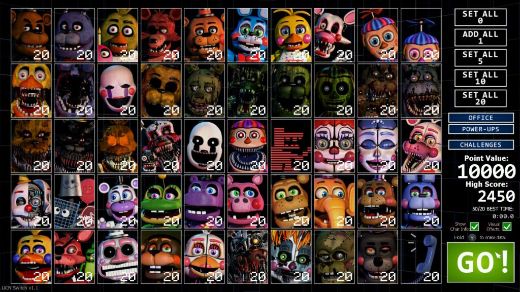 Auswahl von über 50 Animatronics, roboterartigen Wesen.
