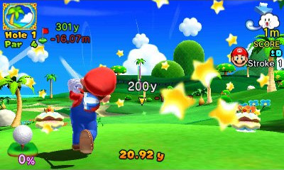 Mario beim Abschlag am Loch.