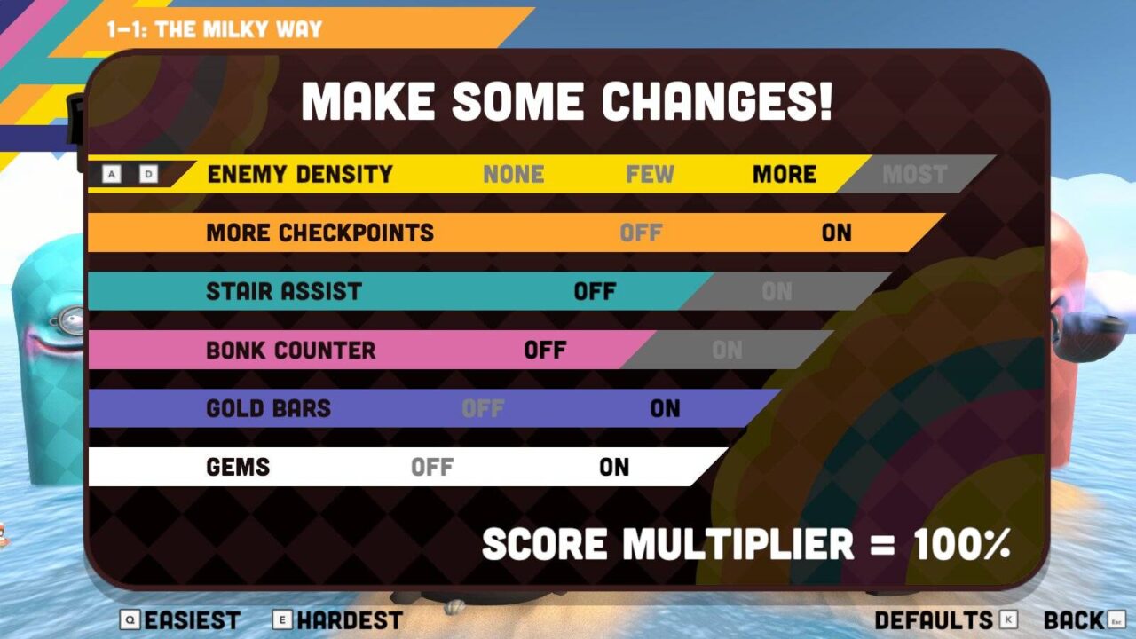 Die Einstellungen von Runner3 ermöglichen es die Schwierigkeit individuell anzupassen.